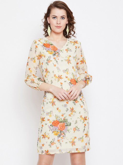 

PURYS Women Yellow Printed Sheath Dress