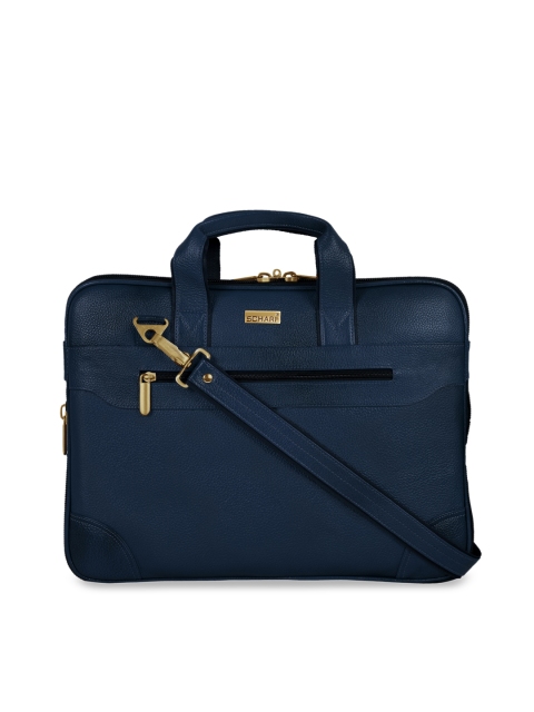 

SCHARF Men Blue Solid Leather Laptop Bag
