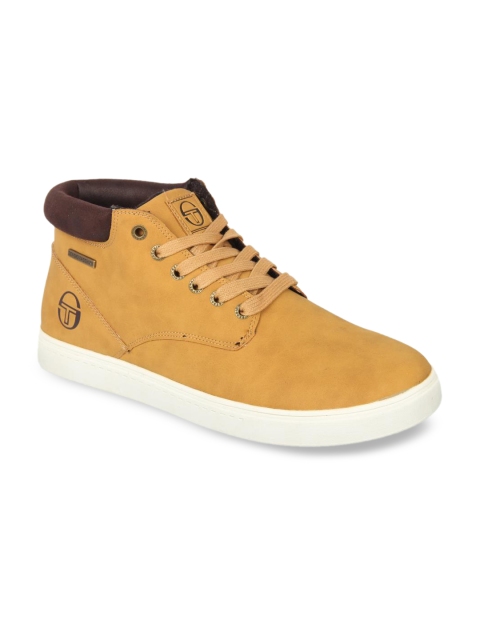 

Sergio Tacchini Men Tan Brown Solid Synthetic Leather Mid-Top Sneakers