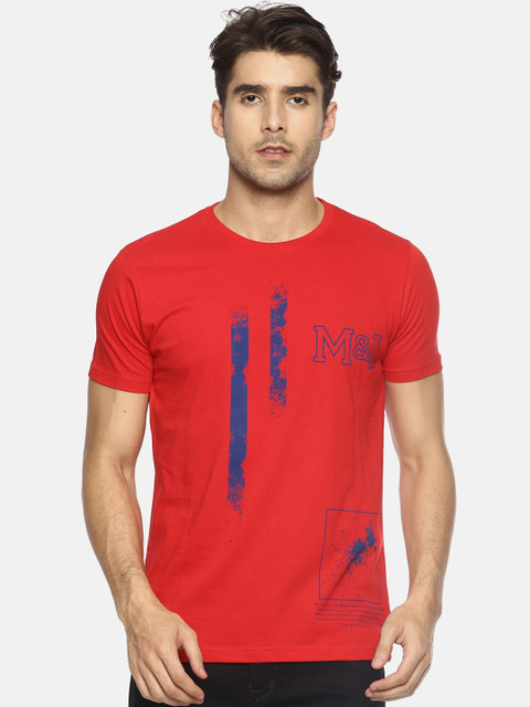 

Masculino Latino Men Red Printed Round Neck T-shirt