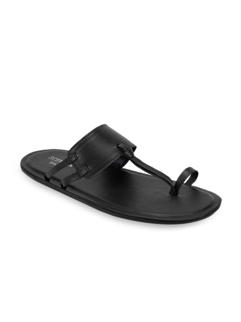 

SCENTRA Men Black Solid Leather One Toe Flats
