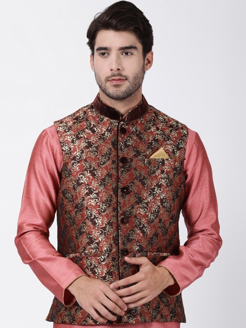 

VASTRAMAY Men Multicoloured Woven Design Nehru Jacket, Multi