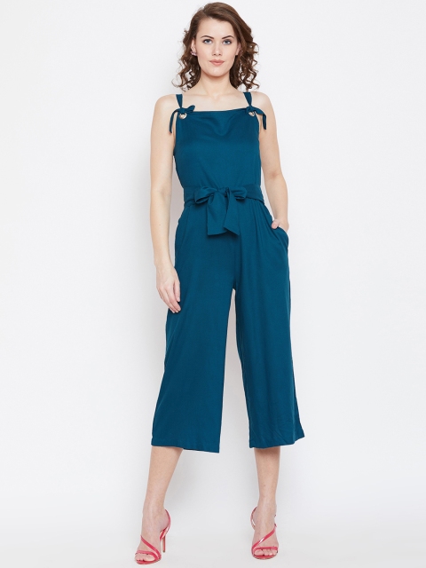 

PURYS Blue Solid Culotte Jumpsuit