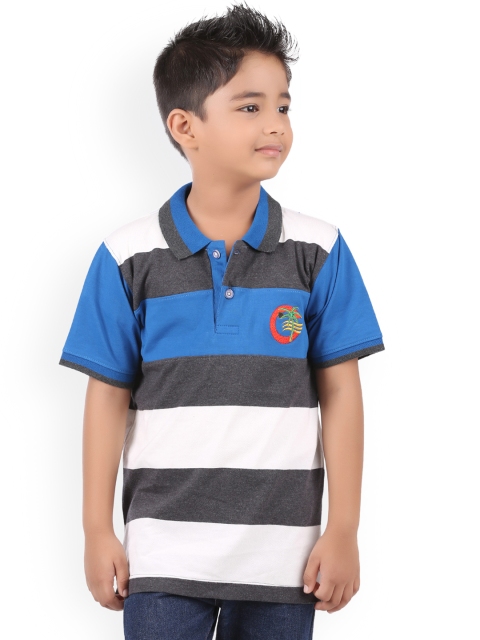 

BodyGlove Boys Blue & White Striped Polo Collar T-shirt