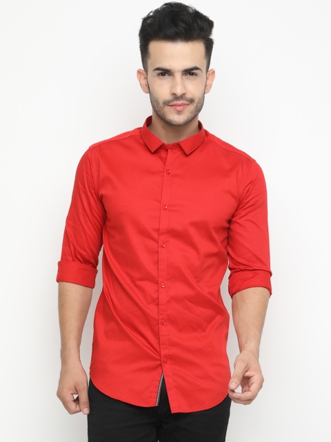 

WITH Men Red Slim Fit Solid Casual Shirt