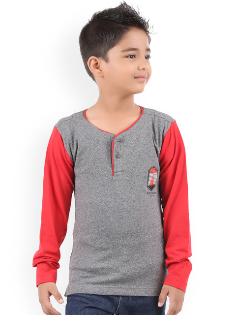 

BodyGlove Boys Red Colourblocked Henley Neck T-shirt