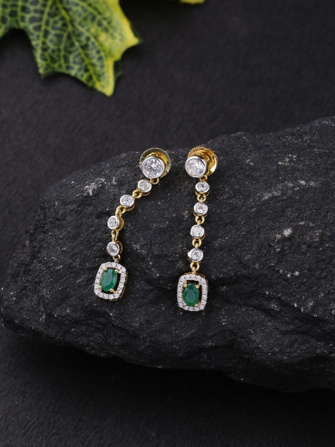 

Voylla Gold-Toned & White Geometric Drop Earrings