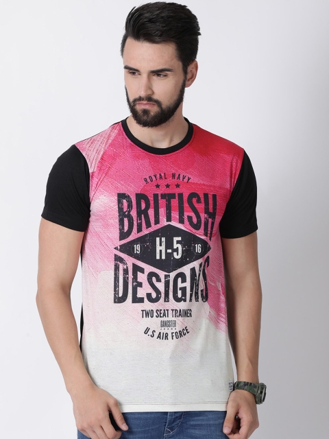 

gangster JEANS Men Black Printed Round Neck T-shirt
