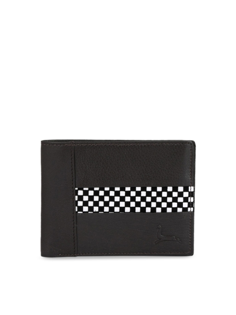 

Pacific Gold Men Brown Solid Two Fold Leather Wallet