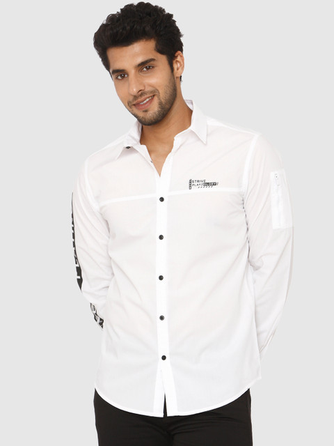 

Mufti Men White Sport Slim Fit Solid Casual Shirt
