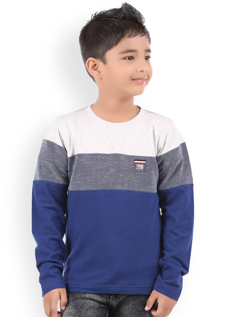 

BodyGlove Boys Navy Blue Colourblocked Round Neck T-shirt
