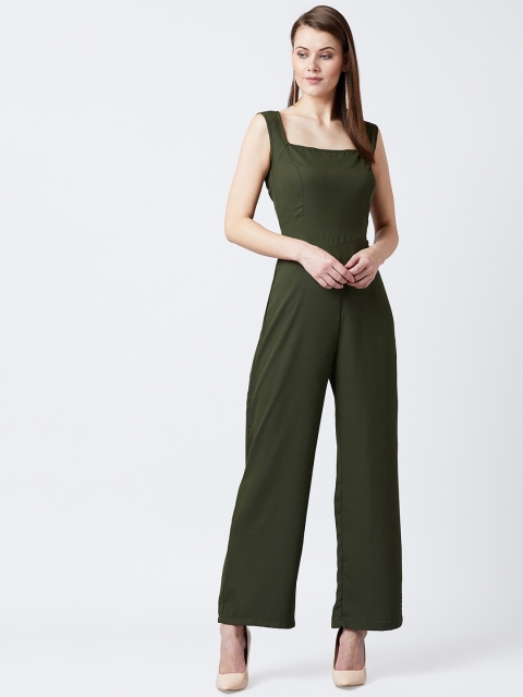 

U&F Women Green Solid Basic Jumpsuit
