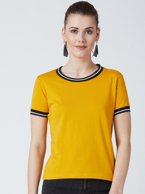 

The Dry State Women Yellow Solid Round Neck T-shirt