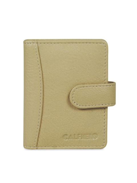 

CALFNERO Unisex Beige Textured Leather Card Holder
