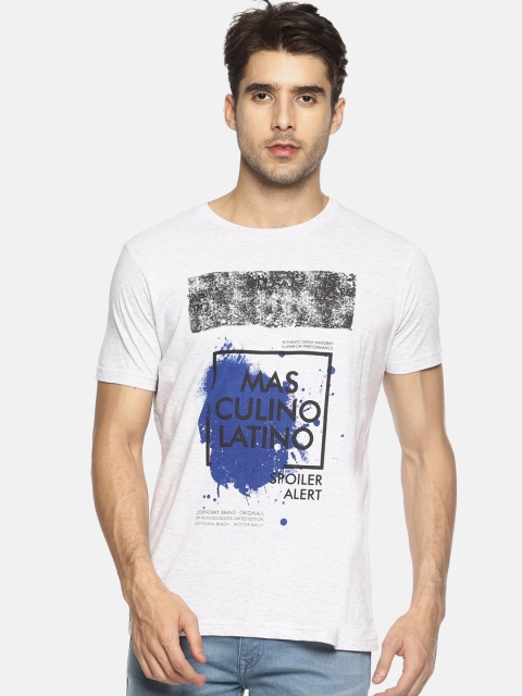 

Masculino Latino Men White Printed Round Neck T-shirt