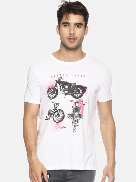 

Masculino Latino Men White Printed Round Neck T-shirt