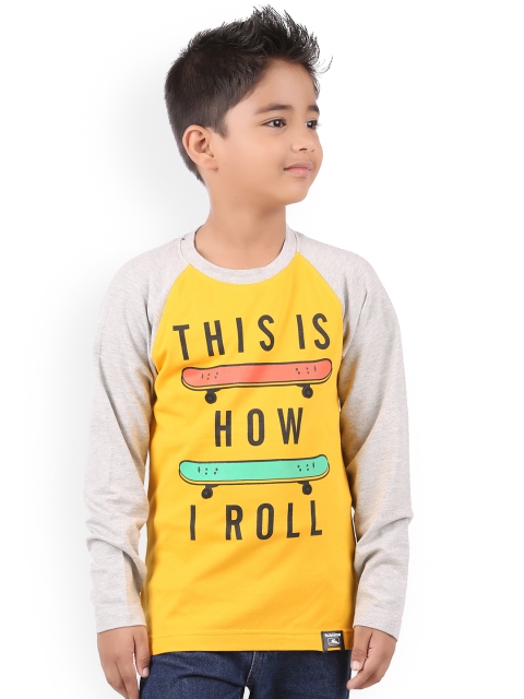 

BodyGlove Boys Yellow Printed Round Neck Pure Cotton T-shirt