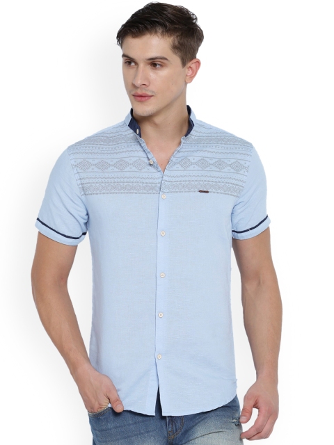 

WITH Men Blue Slim Fit Printed Casual Shirt