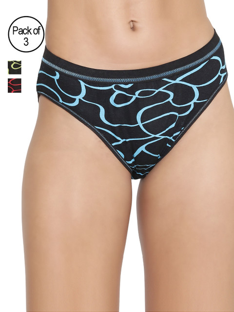 

Masha Women Pack of 3 Printed Hipster Briefs PT3PC-231, Black