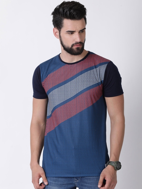 

gangster JEANS Men Navy Blue Printed Round Neck T-shirt