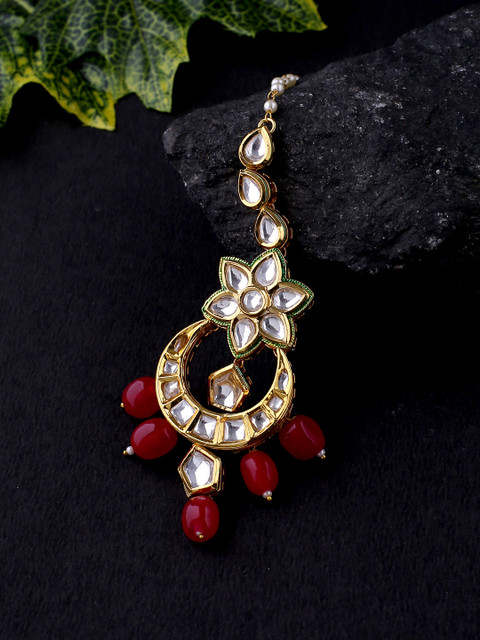 

Voylla Gold-Toned Kundan-Studded Embellished Handcrafted Maang Tika