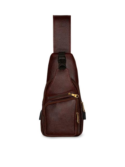 

SCHARF Unisex Brown Textured Leather Messenger Bag