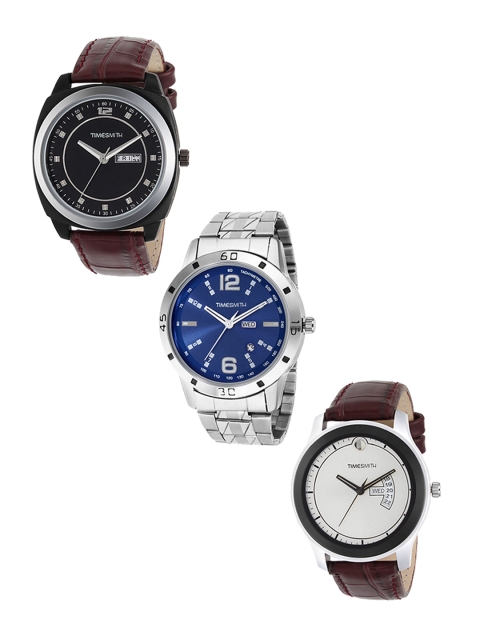 

TIMESMITH Men Set of 3 Analogue Watches TSC-001-002-024, Black