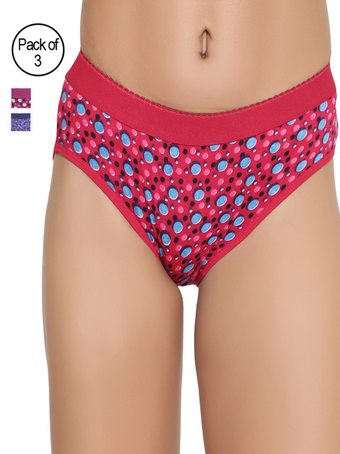

Masha Women Pack of 3 Printed Basic Briefs PT3PC-31, Purple