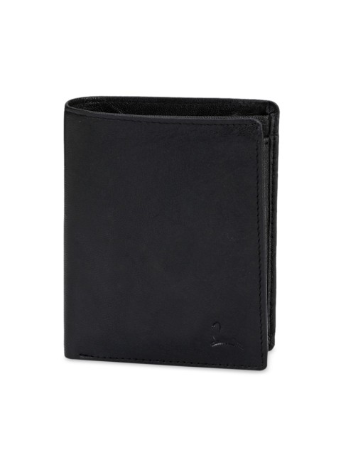 

Pacific Gold Men Black Solid Leather Two Fold Wallet