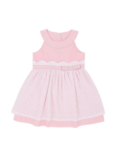 

Pantaloons Baby Girls Pink Self Design Fit and Flare Dress