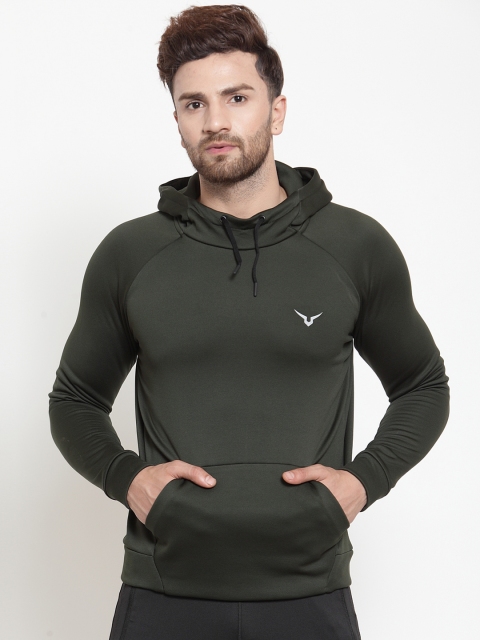 

Invincible Men Olive Green Solid Athleisure Jacket
