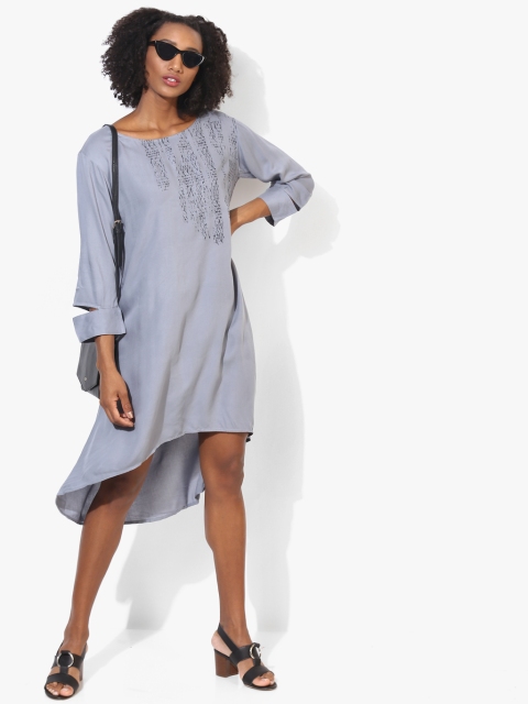 

Vero Moda Women Grey Printed Detail A-Line Dress