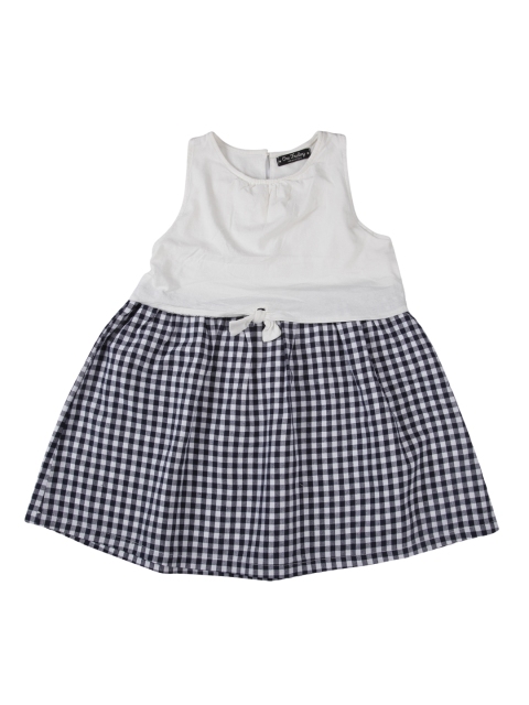 

One Friday Girls Off-White Checked Fit and Flare Dress