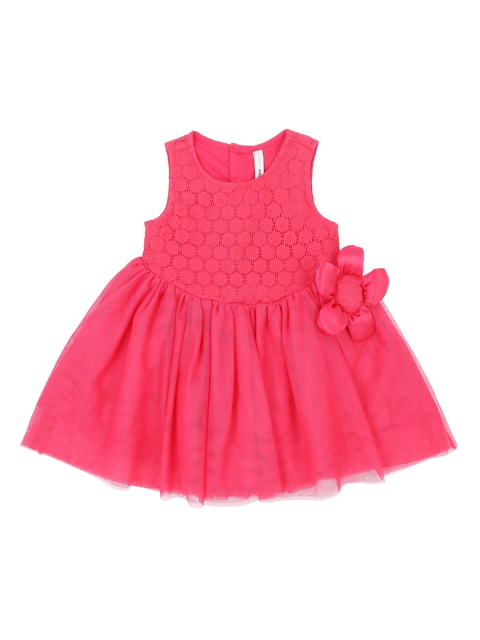 

Pantaloons Baby Girls Pink Self Design Fit and Flare Dress