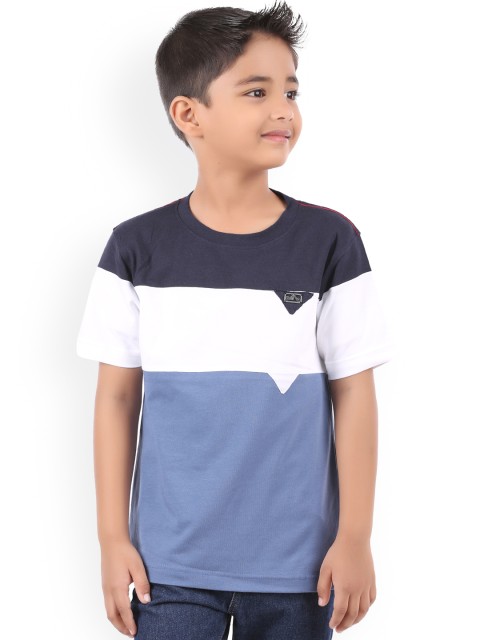 

BodyGlove Boys Blue Colourblocked Round Neck Pure Cotton T-shirt