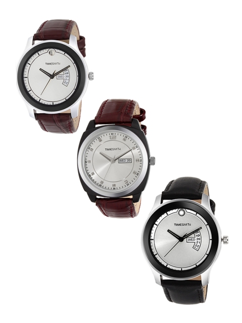 

TIMESMITH Men Set of 3 Analogue Watches TSC-002-003-019, Silver