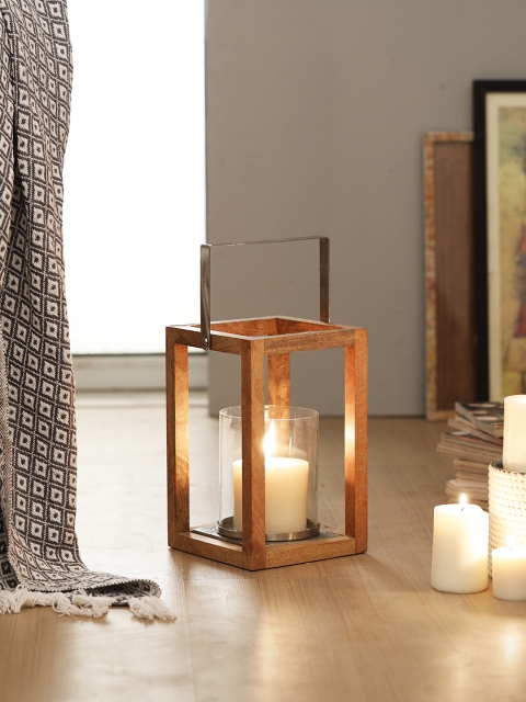 

HOME DECOR INDIA Brown & Transparent Candle Lantern