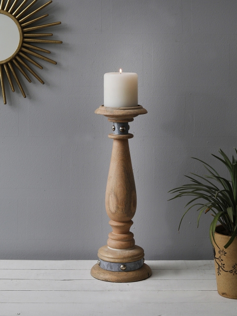 

HOME DECOR INDIA Beige Pillar Candle Holder
