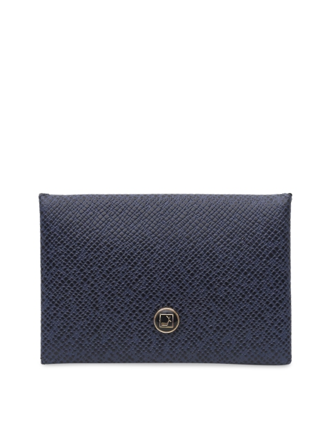 

Da Milano Men Navy Blue Textured Leather Card Holder