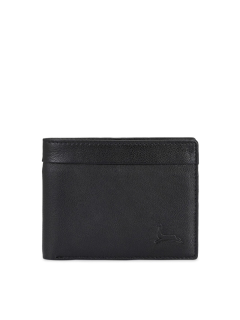 

Pacific Gold Men Black Solid Two Fold Leather Wallet