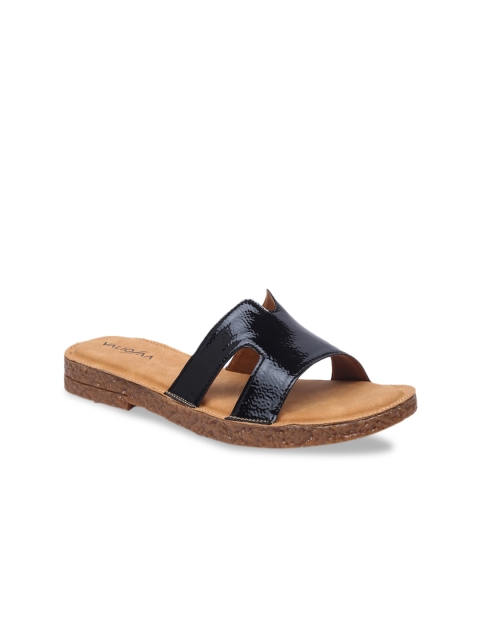 

VALIOSAA Women Black Solid Open Toe Flats