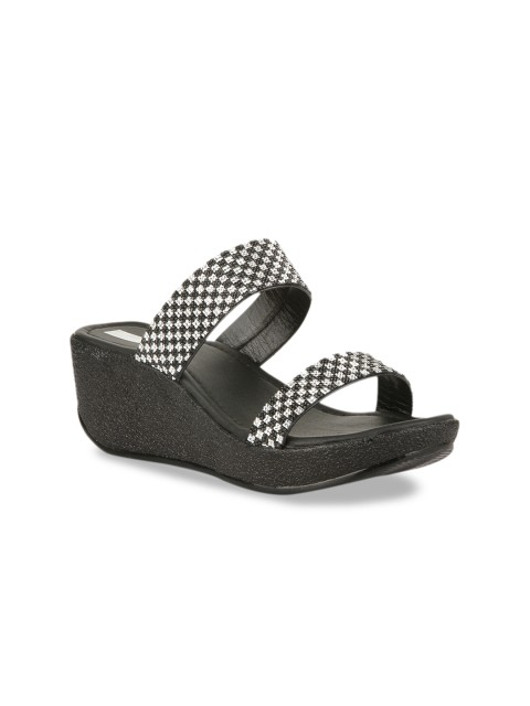 

Bruno Manetti Women Black & White Embellished Heels
