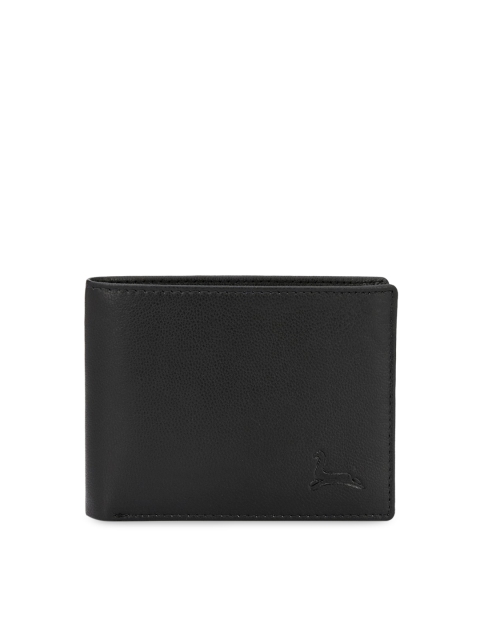 

Pacific Gold Men Black Solid Genuine Leather Two Fold Wallet