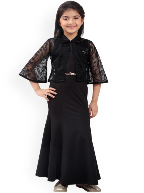 

Tiny Baby Girls Black Solid Maxi Dress