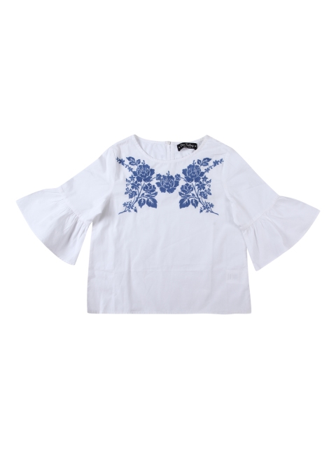 

One Friday Girls Off-White Embellished A-Line Top