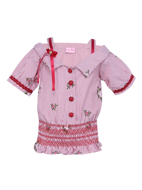 

CUTECUMBER Girls Red Striped Blouson Top