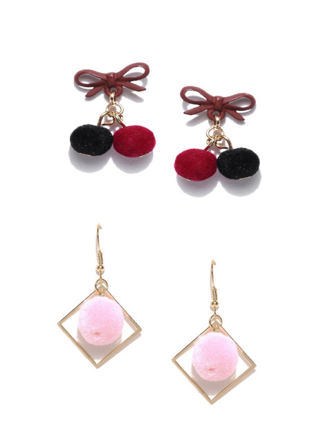 

OOMPH Gold-Toned & Black Spherical Drop Earrings