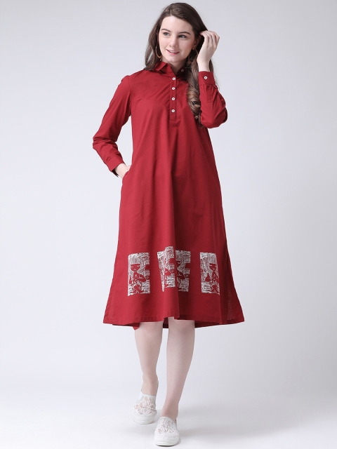 

MsFQ Women Maroon Printed Shirt Dress