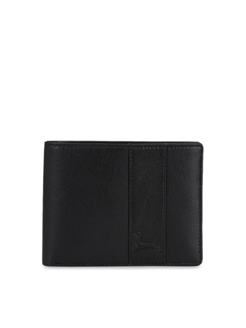 

Pacific Gold Men Black Solid Two Fold Leather Wallet