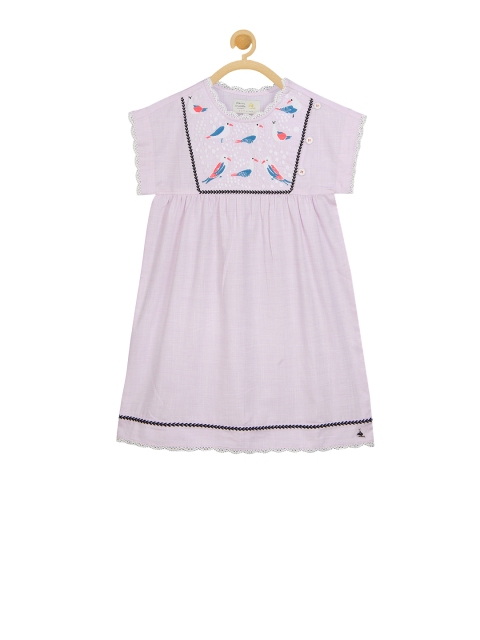 

Cherry Crumble Girls Pink Self Design A-Line Dress